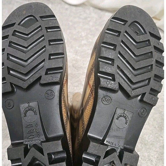 Burberry Haymarket Nova Check Plaid Rain Boots Rubber Brown Women’s Size US 5 - Picture 11 of 14